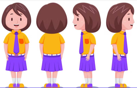 دانلود 4 وکتور دانش آموز دختر girl student