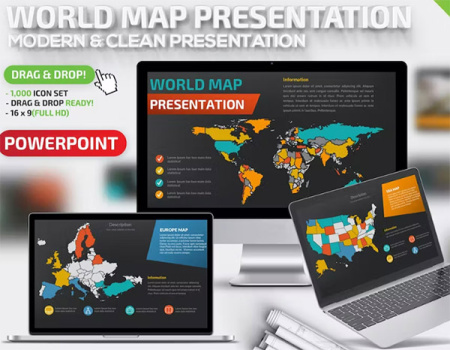 قالب پاورپوینت نقشه جهان Maps Powerpoint