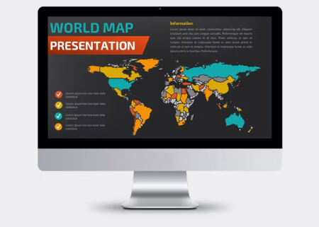 دانلود قالب پاورپوینت نقشه جهان Maps Powerpoint