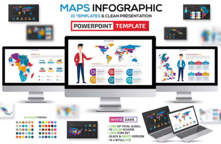 دانلود تم پاورپوینت نقشه جهان Maps Powerpoint