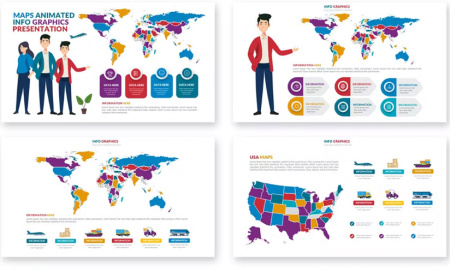 تم پاورپوینت نقشه جهان Maps Powerpoint
