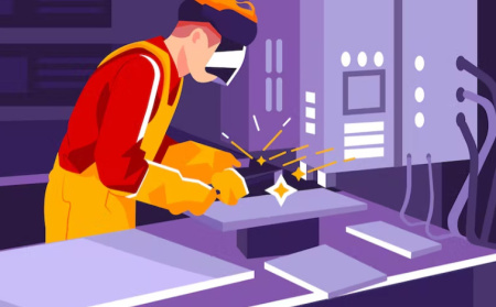 وکتور مرد در حال جوشکاری Welding vector