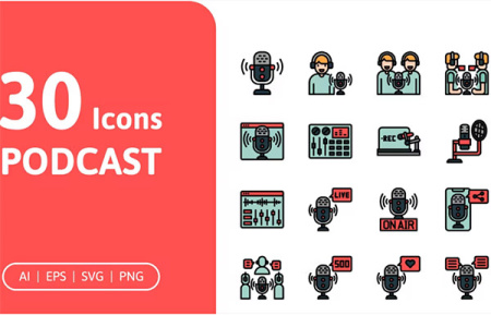 دانلود 30 آیکون پادکست 30 Podcast