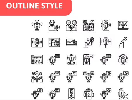 30 آیکون وکتور پادکست 30 Podcast