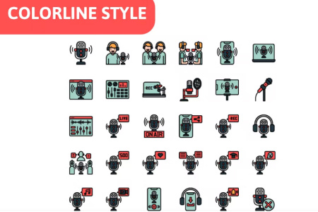 دانلود 30 آیکون وکتور پادکست 30 Podcast