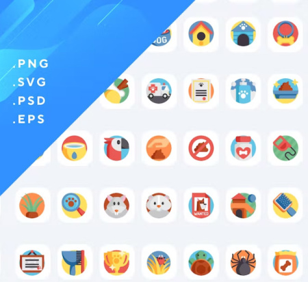 50 آیکون رایگان حیوانات خانگی Pets