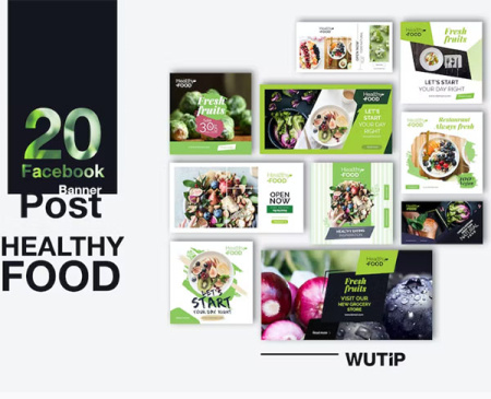 20 بنر لایه باز فیسبوک با موضوع غذای سالم