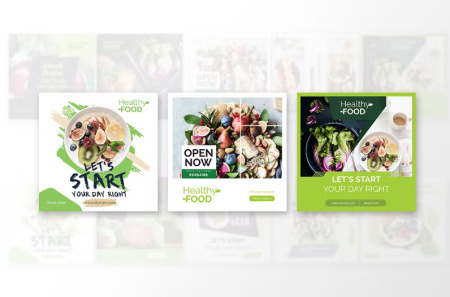 طرح لایه باز بنر پست فیس بوک با موضوع غذای سالم