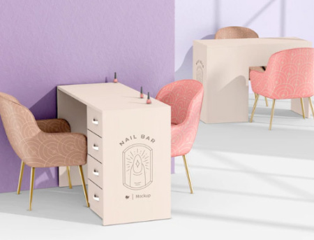 دانلود موکاپ میز مانیکور Manicure tables mockup