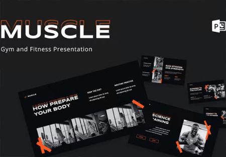 دانلود قالب پاورپوینت باشگاه بدنسازی Muscle