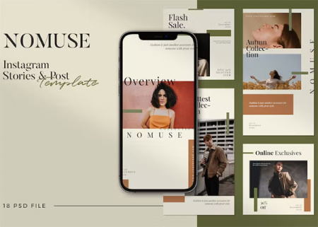 قالب پست و استوری اینستاگرام مینیمال Nomuse Minimal