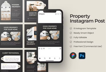دانلود قالب لایه باز پست اینستاگرام املاک