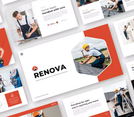 دانلود تم پاورپوینت بازسازی خانه Renova