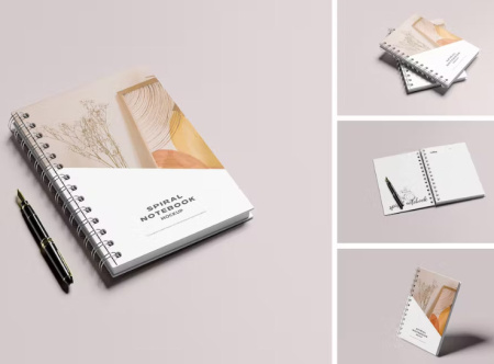 دانلود موکاپ دفتر سیمی Spiral Notebook Mockup