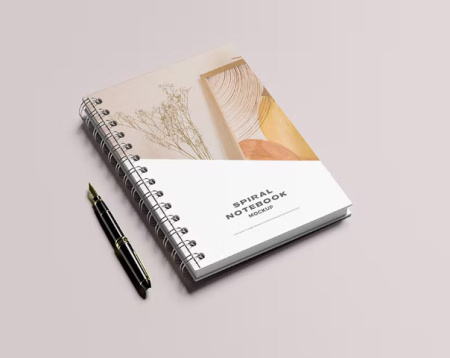 دانلود موکاپ دفتر سیمی Spiral Notebook Mockup