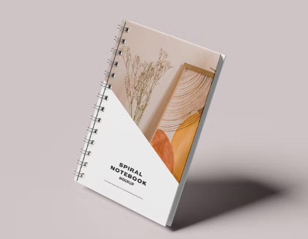موکاپ لایه باز دفتر سیمی Spiral Notebook Mockup
