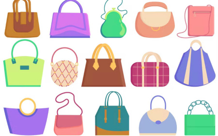 وکتور مجموعه آیکون های کیف دستی زنانه Woman Handbags
