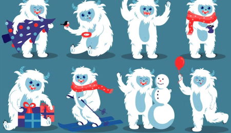 دانلود وکتور مجموعه آیکون های هیولای یتی