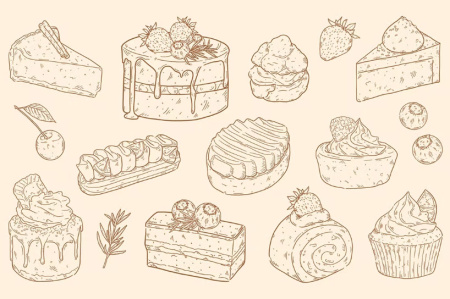 طرح لایه باز کلیپ آرت نقاشی کارتونی کیک