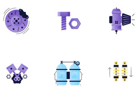 مجموعه آیکون قطعات خودرو