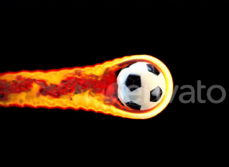 فوتیج آماده پرواز توپ فوتبال در آتش