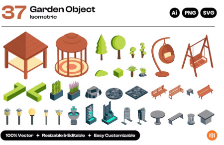 وکتور المان های باغ، ویلا و آلاچیق