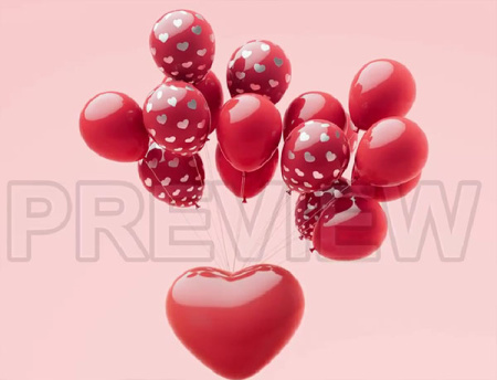 فوتیج بالون قلب های سه بعدی