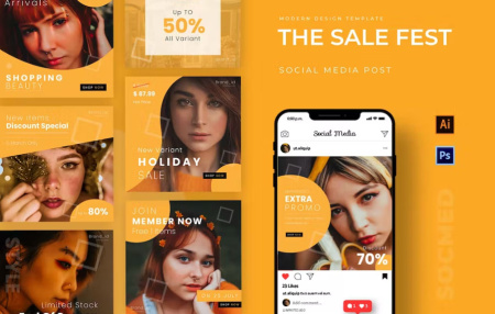 دانلود قالب پست اینستاگرام فروشگاهی Sale Fest