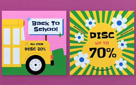 دانلود رایگان طرح لایه باز بنر تبلیغاتی مدرسه Back To School