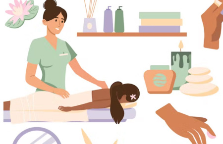 وکتور لایه باز مجموعه عناصر سالن اسپا