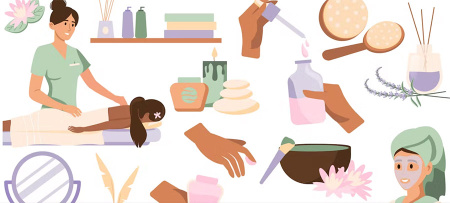 دانلود وکتور مجموعه عناصر سالن اسپا