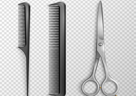 وکتور قیچی و شانه، ابزار آرایشگاه لایه باز