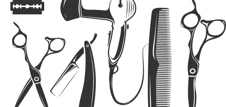 وکتور قیچی و شانه آرایشگاه Barbershop tools set