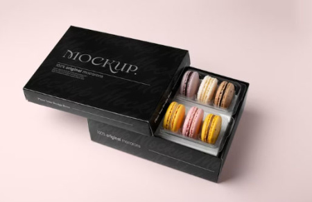 دانلود موکاپ لایه باز جعبه شیرینی Dessert mockup box