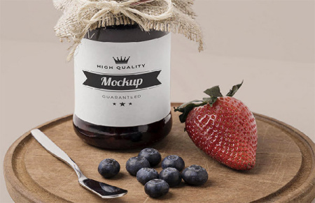 طرح لایه باز موکاپ شیشه مربا jam jar