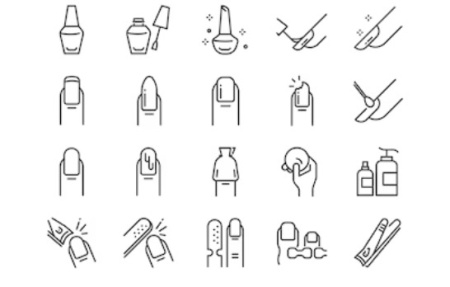 آیکون ناخن، مجموعه آیکون کاشت و لاک ناخن