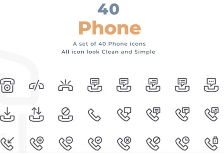 دانلود 40 آیکون تلفن همراه و ثابت Phone Icons