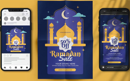 دانلود وکتور بروشور ماه رمضان Purple Ramadan Sale