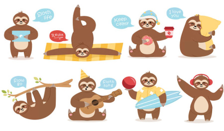 وکتور مجموعه حیوان تنبل کارتونی