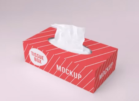 موکاپ لایه باز جعبه دستمال کاغذی tissue box packaging