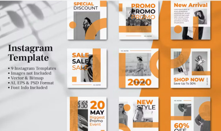 9 قالب لایه باز پست اینستاگرام AMR Sarah