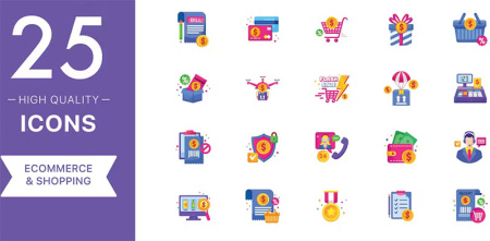 دانلود مجموعه آیکون با موضوع تجارت الکترونیک