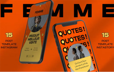 قالب لایه باز پست و استوری اینستاگرام Femme