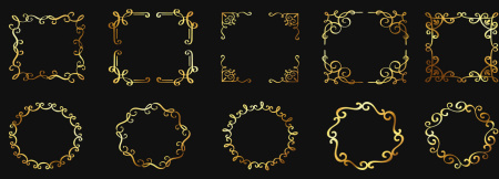 دانلود وکتور مجموعه حاشیه های طلایی  golden frames