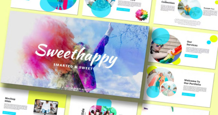 دانلود قالب پاورپوینت شاد Sweet Happy