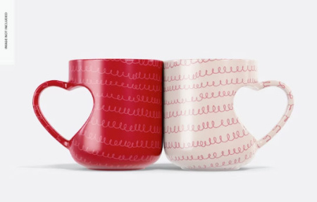 دانلود موکاپ لایه باز لیوان دسته قلبی