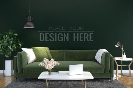 موکاپ لایه باز خانه و اتاق نشیمن living room mockup