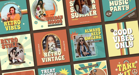 دانلود قالب پست اینستاگرام با طرح قدیمی Retro Instagram Post