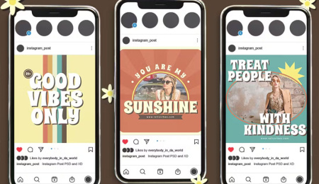قالب لایه باز پست اینستاگرام با طرح قدیمی Retro Instagram Post