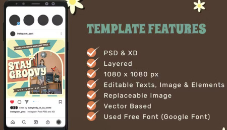 قالب پست اینستاگرام کلاسیک Retro Instagram Post